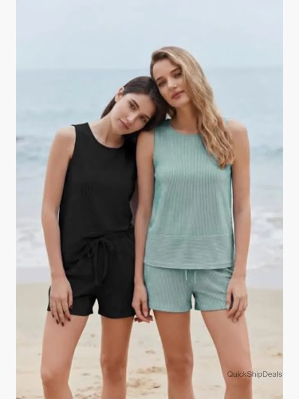Two Piece Shorts Set Sleeveless Tank Top Matching Lounge Set